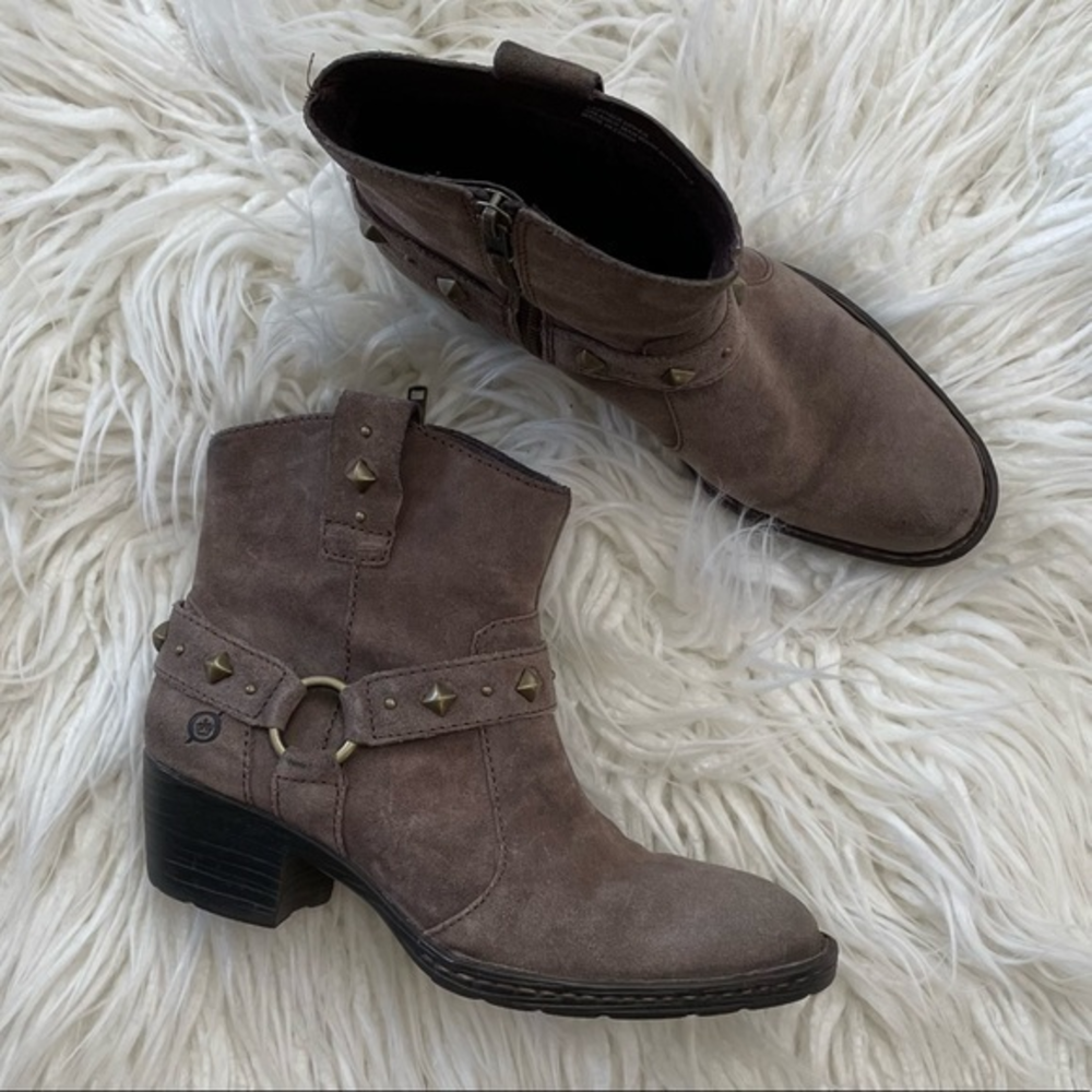 Born Taupe studded suede booties ladies‎ size 7
